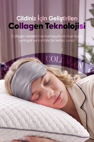 Collagen Boyun Destekli Ortopedik Visko Yastık - Güzellik Yastığı Beyaz Dokulu