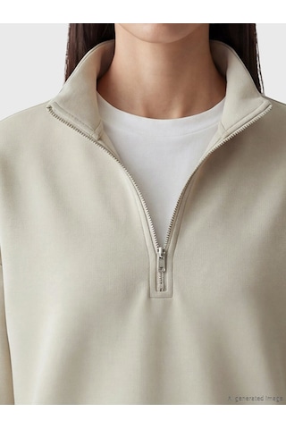 Lcw Everyday Gri Dik Yaka Kadın Sweatshirt