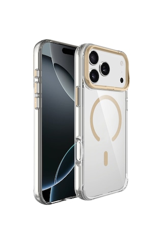 Apple Uyumlu iPhone 17 Pro Max Kılıf M-safe Şarj Özellikli Airbagli Kamera Standlı Zore Azor Kapak - Lacivert Lacivert