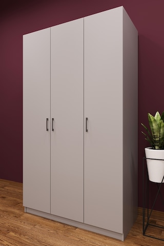 Asra Trend 3 Kapaklı Gardırop G-01 %100 MDF Geniş Hacimli Elbise Dolabı Kül Gri