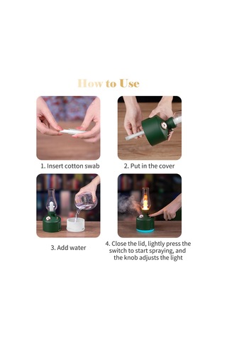 Geeksen Kerosene Lambası Şekilli Nemlendirici, 7 Renkli Gece Lambası, Sürekli Ve Kesikli Sprey Modları, Ev Ofis Dekorasyonu Usb Nemlendirici