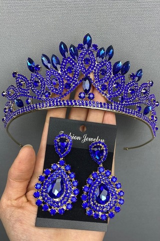 FdayAksesuar Saç Aksesuarı Lilya Gelin Kına Tacı Ve Küpe Seti FRDY31681