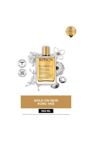 Gold On Skin Kuru Yağ 100 ml Sprey Doğal, Cilt & Saç İçin Besleyici, Nemlendirici Yağ, Monoi Kokulu