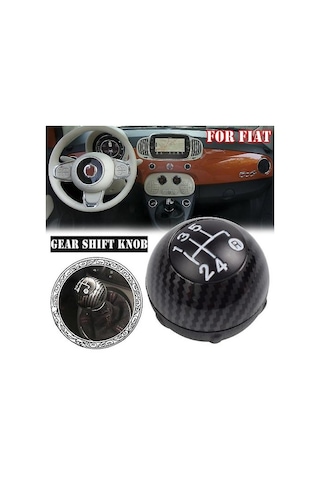 Fiat 500 500c 2007 - 2018 İle Uyumludur 5 6 Vites Vites Topuzu Sitck Başlığı Deri Parlak Siyah Kapak Yedek Renk: 6 Vites Karbon 2