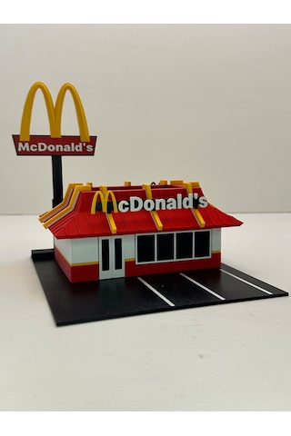 3d Baskı 1/64 Ölçekli Mcdonald's Bina Tasarımlı Diorama Araç Sergileme Garajı