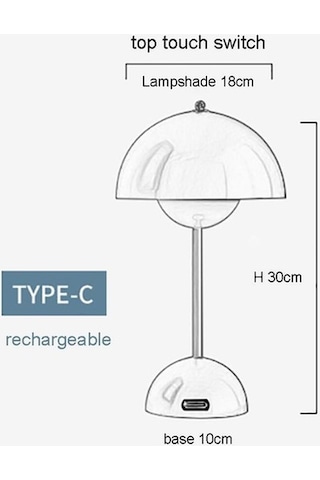 Willowhaven Şarj Edilebilir Led Masa Lambası, Sarı Mantar Çiçek, Masa, Gece Yatak Odası, Yemek, Dokunmatik, Modern Dekorasyon, 30x18cm Sarı