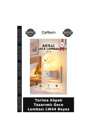 Premium Torima Köpek Tasarımlı Gece Lambası Lw44 Beyaz Dokunmatik Lamba Aydınlatma Çocuk Odası Diğer