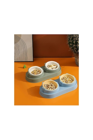 Mikopet Çift Bölmeli Mama Ve Su Kabı Şeffaf
