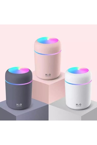 Led Işıklı 3'ü 1 Arada Ultrasonik Hava Nemlendirici Ve Aroma Difüzörü 300ml Kapasiteli Pembe