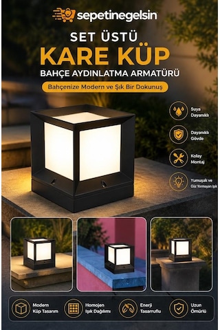 Sepetinegelsin Set Üstü Kare Küp Bahçe Aydınlatma Armatürü