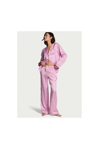 Victoria's Secret Glazed Saten Kalpli Uzun Pijama Takımı Lila