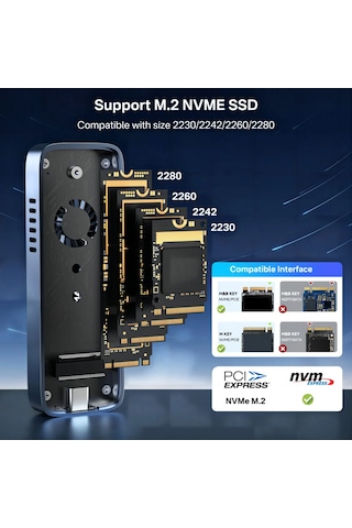 Acasis EC6608 Air NVMe Kutusu,8TB 10Gbps Fanlı