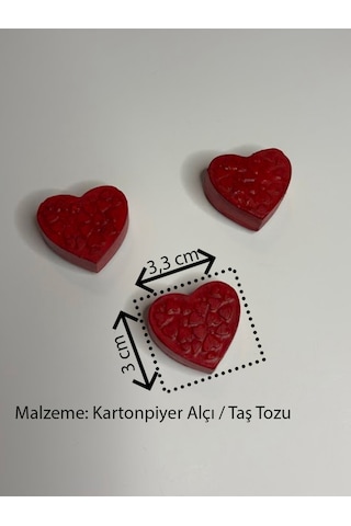 El Yapımı Kırmızı Kalp Magnet Seti 10 Adet Dekoratif Buzdolabı Süsü