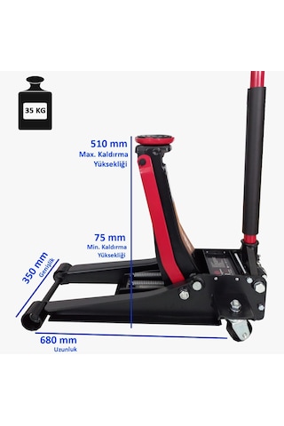 Worldforce 3 Ton Kriko Çift Pistonlu F1 Düşük Profil 35  Kg