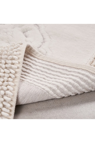 Tiffany 2'li Pamuklu Klozet Takımı, Krem Banyo Paspas Seti 60 x 100 / 50 x 60 CM Krem