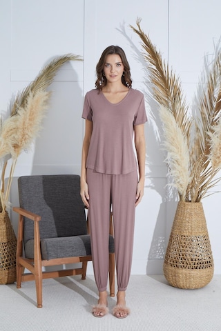 Sevim Kadın Kısa Kol Vizon Pijama Takım C0t1n951 001