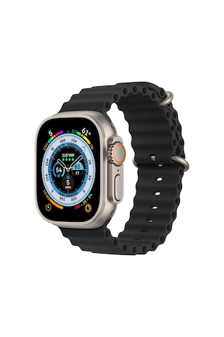Apple Uyumlu Watch 1 2 3 4 5 6 7 8 Se Ultra 38/40/41mm Ocean Loop Tokalı Kayış Kordon - Siyah