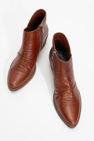 Rule Koyu Taba Hakiki Deri Kadın Kalın Topuklu Bot Koyu Taba