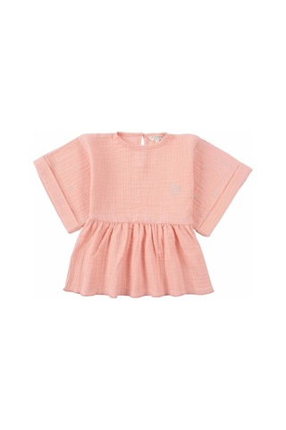 Kimono Kollu Çocuk Bluz Pembe Organik Pamuk