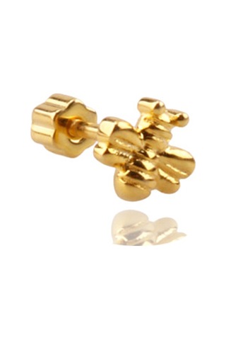Liu S 24 Arı Gümüş Piercing 925 Ayar, Altın Kaplama, Zirkon Taşlı Ms3839 Altın
