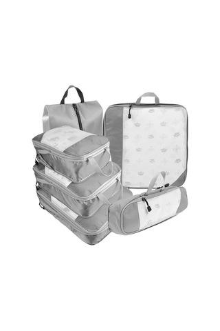 Symbee Mavi Seyahat Organizer Seti 6'lı, Sıkıştırılabilir Ağ Desenli, Ev Ve Seyahat İçin El Çantası Tipi Depolama Çantaları Mavi