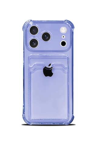 İphone 17 Pro Uyumlu Kamera Korumalı Kartlıklı Köşeleri Airbag Tasarımlı Darbe Önleyici Mor