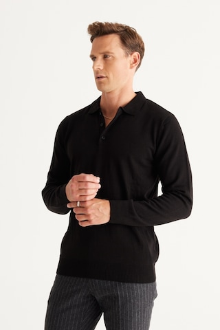 AC&Co / Altınyıldız Classics Altınyıldız Classics Tüylenme Yapmayan Anti Pilling Kumaş Standart Fit Erkek Polo Yaka Triko 4A4923100003SYHL Siyah
