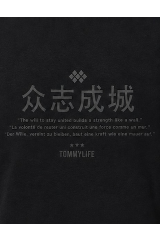 TOMMYLIFE Tommy Life Basic Erkek Tshirt Bisiklet Yaka Siyah 88506