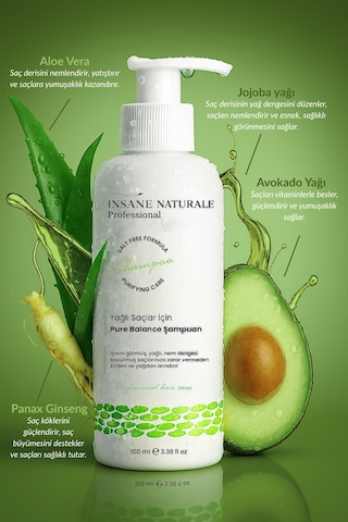 Insane Naturale Yağlı Saçlar İçin Nem Dengeleyici Saç Bakım Şampuan 500 ML