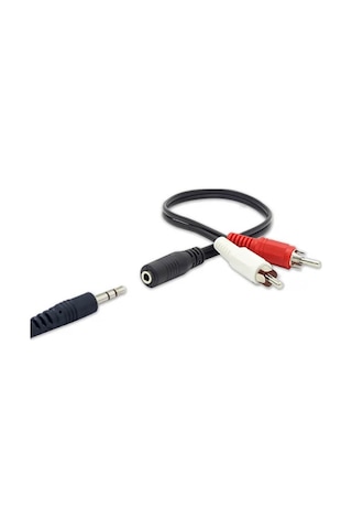 3.5mm Stereo Dişi to 2 RCA Erkek Tos Ses Kablosu - AUX Dönüştürücü Kablo - 30cm