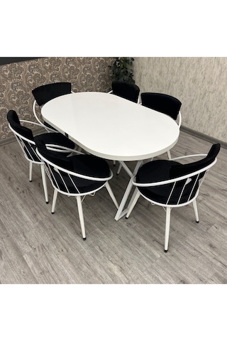 Selenit Mutfak Yemek Masası Takımı- 6 Kişilik Mutfak Masa Sandalye Takımı- Mutfak Masası Takımı Beyaz