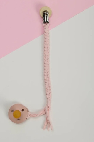 E&f Store El Örmesi Doğal Ahşap Emzik Askısı - Maymun - Pembe