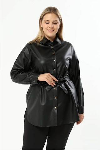 Suni Deri Kuşaklı Gömlek Ceket (523192260)