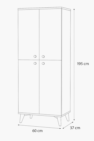 İnci Portmanto Dolabı Beyaz 4 Kapaklı Raflı Çok Amaçlı Ayakkabılık 60x37x195 Cm