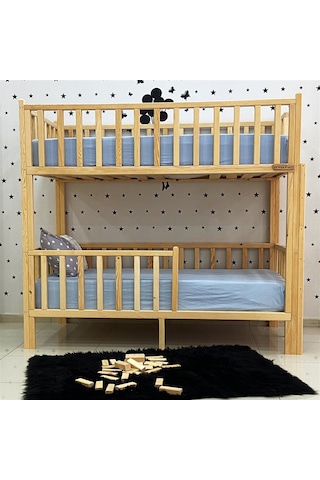 Markaawm Markaawm Montessori Yatak Doğal Çam Karyola Merdivenli Ranza Akçaağaç