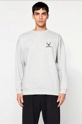 Benerly Erkek Bisiklet Yaka Düşük Kol Uzun Kol Sweatshirt Fonksiyonel Day Gri Melanj