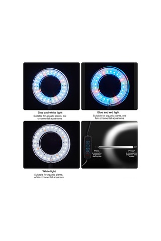 Symbee Usb Led Akvaryum Işığı, 8w, 360 Döner, Sürekli Dimmable, Siyah, Su Bitkileri Için Işık Tamiri Diğer