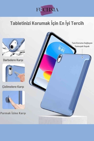 Galaxy Uyumlu Tab S10 Fe 10.9 İnç Uyumlu Kalem Bölmeli Katlanabilir Standlı Tri Folding Tablet Kılıfı Kapaklı Kılıf