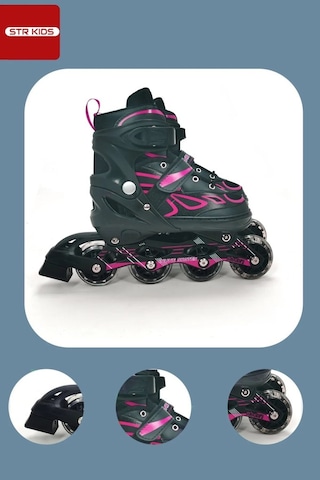 Vadi Pembe Silikon Tekerli Ayarlanabilir Işıklı Paten S 31-34 Hp7128 Pembe - Siyah