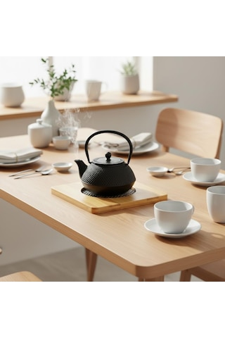 Kare Bambu Nihale Metal Fileli, Isıya Dayanıklı Tencere Ve Çaydanlık Altlığı 16,5 X 16,5 Cm Çok Renkli