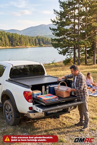 Mitsubishi L200 2010-2015 Düz Kasa Uyumlu Araca Özel Omback Sürgülü Bagaj Kapama Siyah