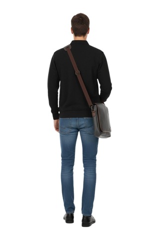 Baglan Erkek Büyük Beden Polo Yaka Cepli Selanik Sweatshirt Bgl-st04978 Siyah