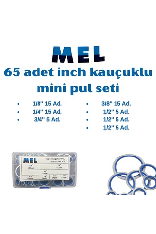 Mel 65 Parça Inch Ölçülü Oringli Pul Seti
