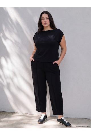 Lcw Curve Siyah Büyük Beden Soft Touch Kadın Pantolon