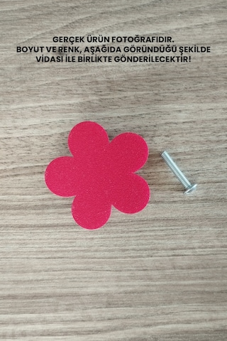 8 Adet - Kırmızı Çiçek Dolap Kulpu, Modern Mobilya Kulpu, Çiçek Kulp Kulp Vidası Dahildir - 5 Cm Sarı