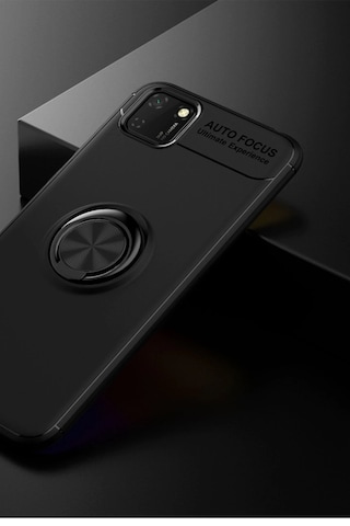 Cosmotex Newface Huawei Y5p Kılıf Range Yüzüklü Silikon - Siyah