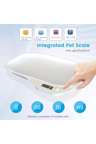 Xuweiwei Beyaz 15kg 1g Hassas Dijital Evcil Hayvan Sebze Meyve Tartısı Mutfak Kullanımı İçin Akıllı Tasarım Beyaz