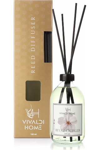 Vivaldi Home Beyaz Çiçekler Çubuklu Oda Kokusu Esansiyel Uçucu Yağ 100 ML