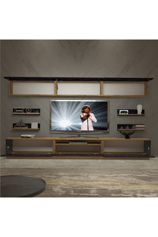 Decoraktiv Trendstyle 8ys Mdf Tv Ünitesi Tv Sehpası Pera - Siyah Mermer