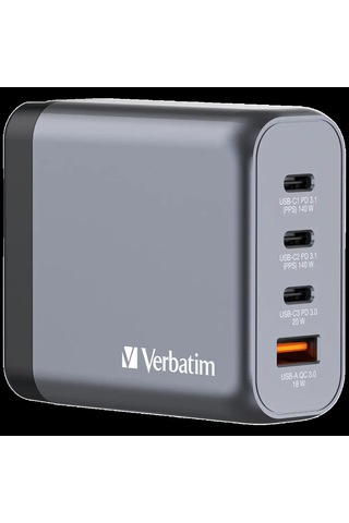 Verbatim 32203 - V Gnc-140 Gan Charger 140w 3-usb-c / 1-usb-a Çıkışa Sahiptir